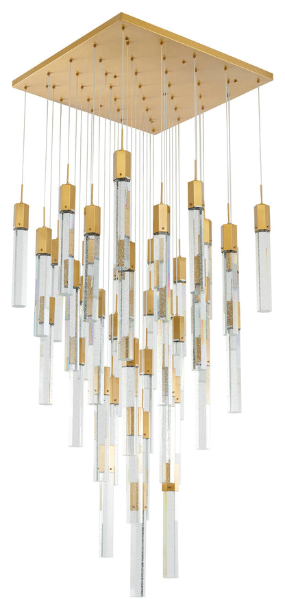 25-Light Gold Metal Chandelier With Clear Bubble Crystal AccentsBy Design Living