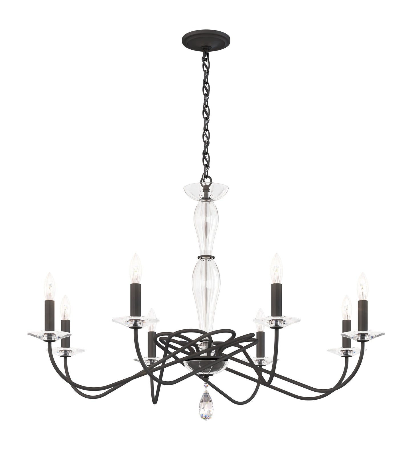 Arabesque 8 Light Chandelier, Black MatteBy Schonbek