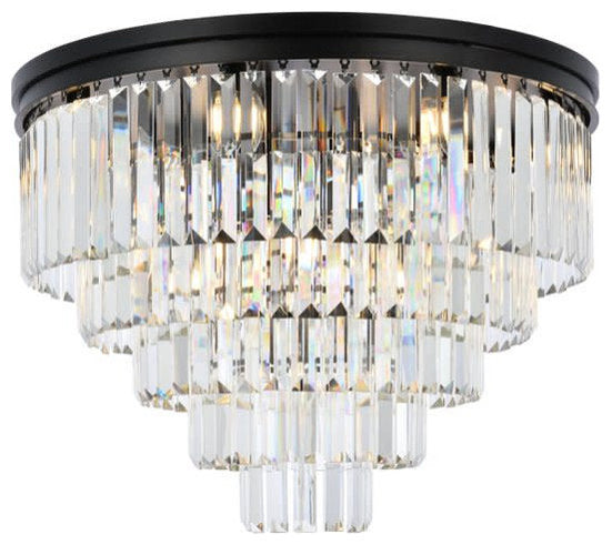 Elegant Lighting 1231F32/RC Sydney 17 Light 32"W Flush Mount Drum - Matte BlackBy Elegant Furniture & Lighting