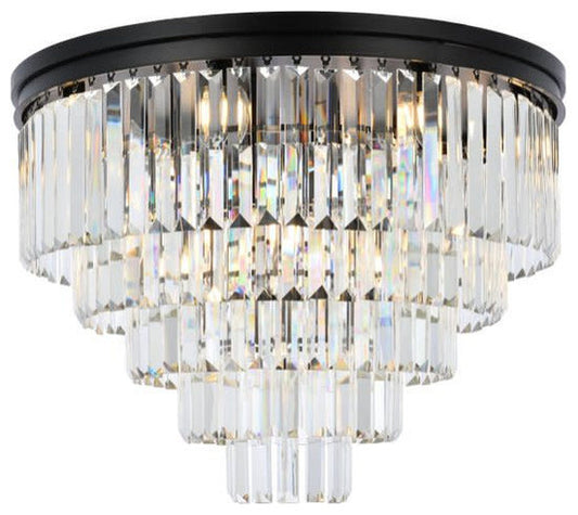 Elegant Lighting 1231F32/RC Sydney 17 Light 32"W Flush Mount Drum - Matte BlackBy Elegant Furniture & Lighting