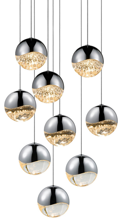 Grapes LED 9-Light Round Canopy Pendant, Polished Chrome, Large GrapesBy SONNEMAN - A Way of Light
