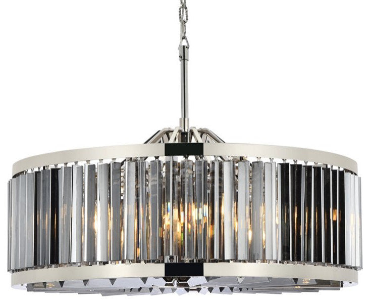 Elegant 1203D35PN-SS/RC Chelsea 10-Light Polished Nickel Chandelier Silver ShadeBy Elegant Furniture & Lighting