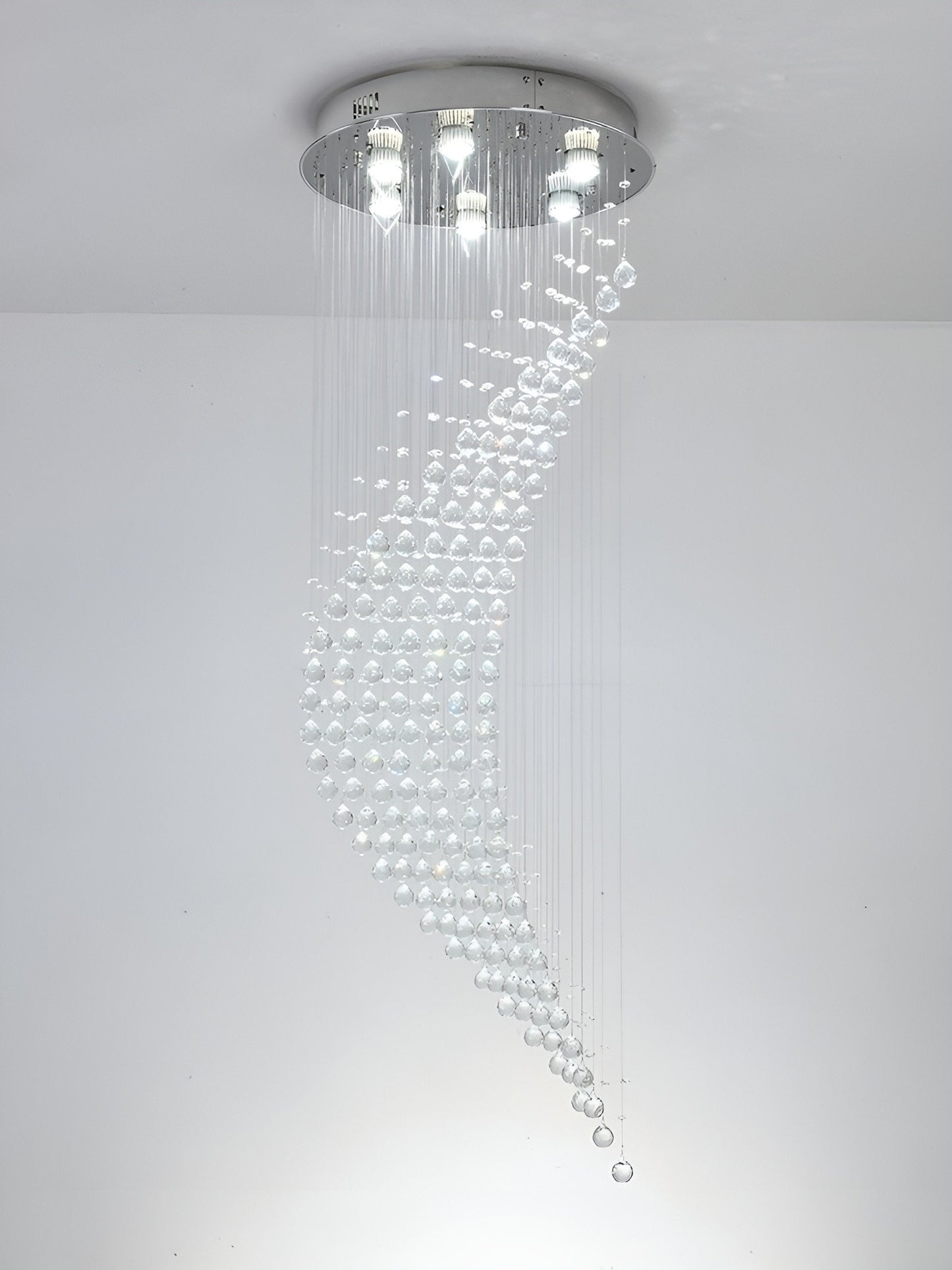 La Turbie | Duplex Spiral Moon Staircase Crystal Chandelier, 31.5"By Miron Demid LLC