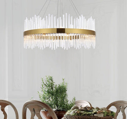 Elegant Lighting 3000D36 Dallas 20 Light 36"W Crystal Drum - Satin GoldBy Elegant Furniture & Lighting