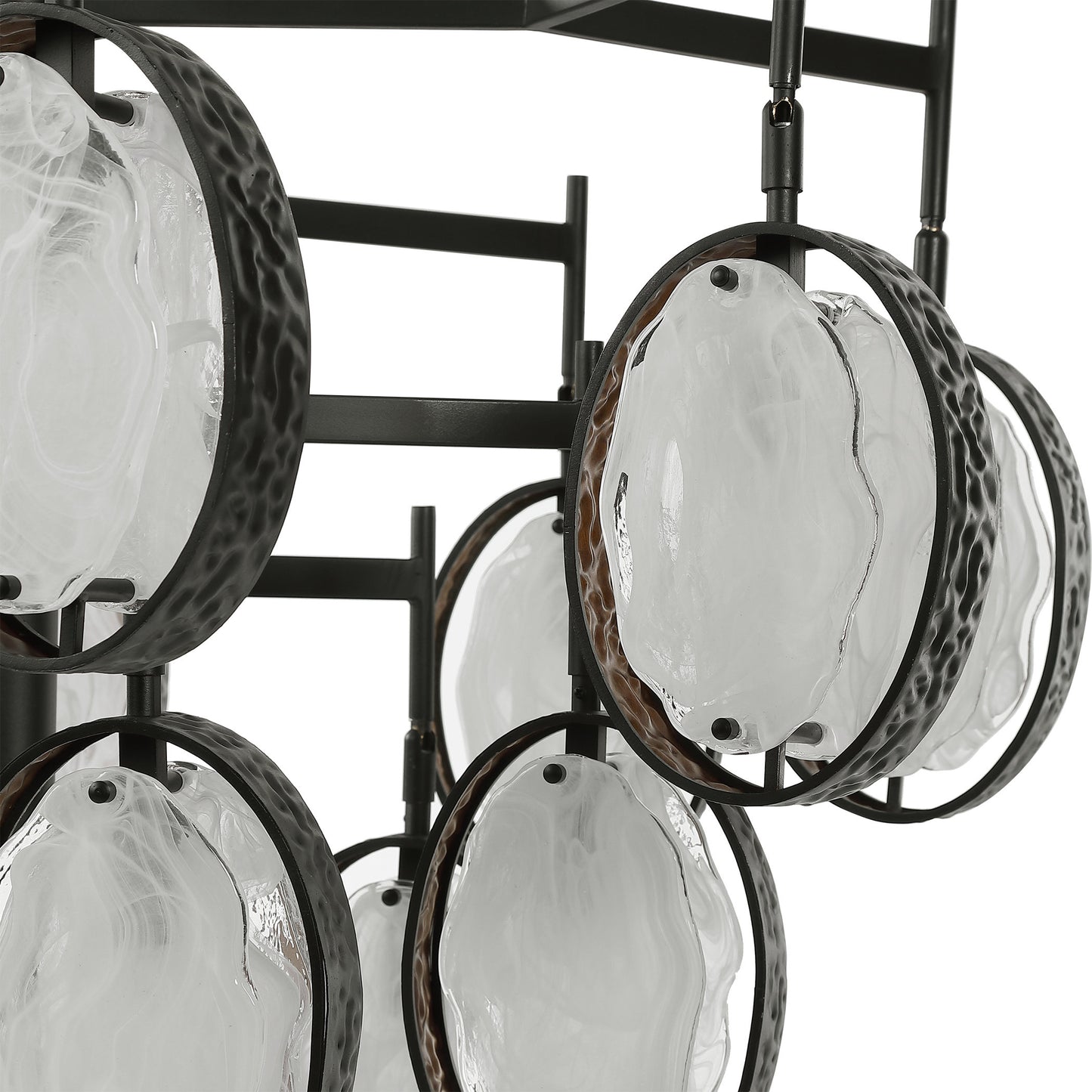 Oversize Glass Oval Slabs Bronze 15 Light Chandelier Modern White Swirl PendantsBy My Swanky Home