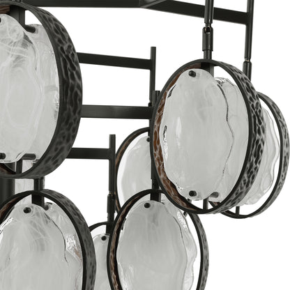 Oversize Glass Oval Slabs Bronze 15 Light Chandelier Modern White Swirl PendantsBy My Swanky Home