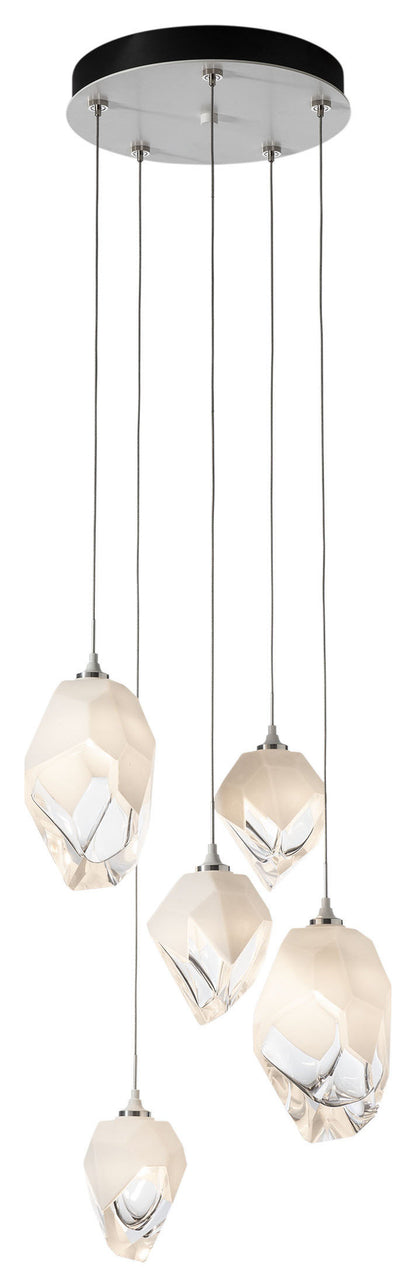 Chrysalis 5-Light Mixed Crystal Pendant White Finish- Long, White CrystalBy Hubbardton Forge