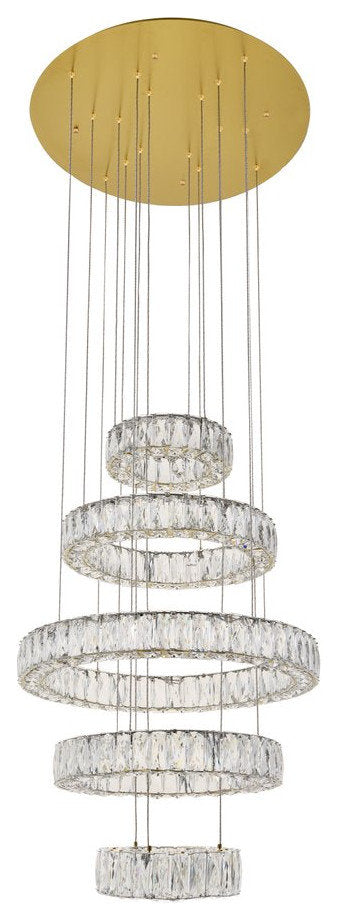 Mali Integrated LED Chip Light Gold Chandelier Clear Royal Cut CrystalBy Home Living