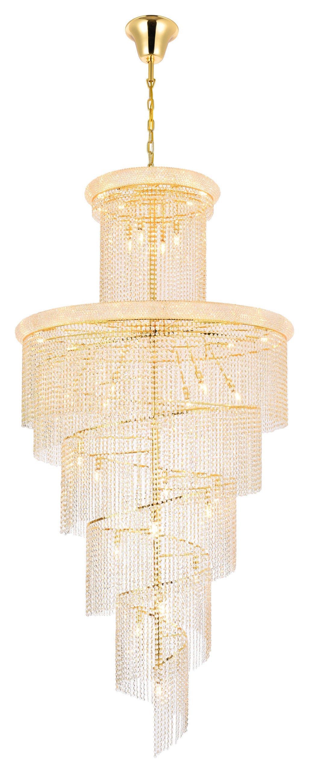 Elegant Lighting Spiral Chandelier, Gold, 48.00, 41By Elegant Furniture & Lighting