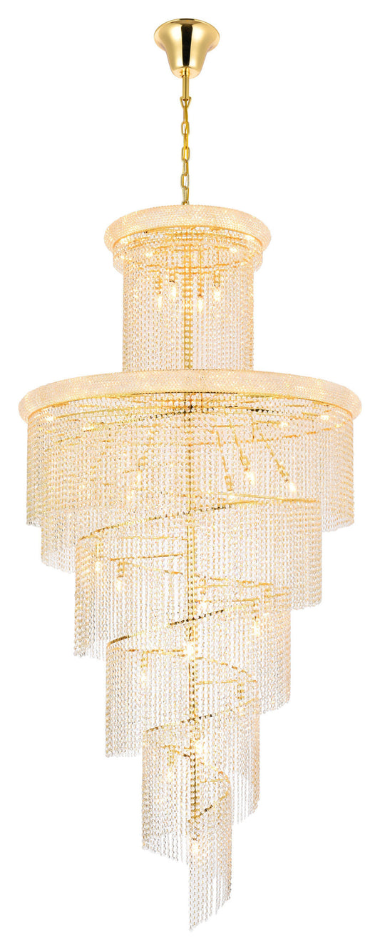 Elegant Lighting Spiral Chandelier, Gold, 48.00, 41By Elegant Furniture & Lighting