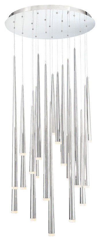 Cascade LED 21-Light Etched Glass Round Chandelier 3500K, Polished NickelBy Modern Forms