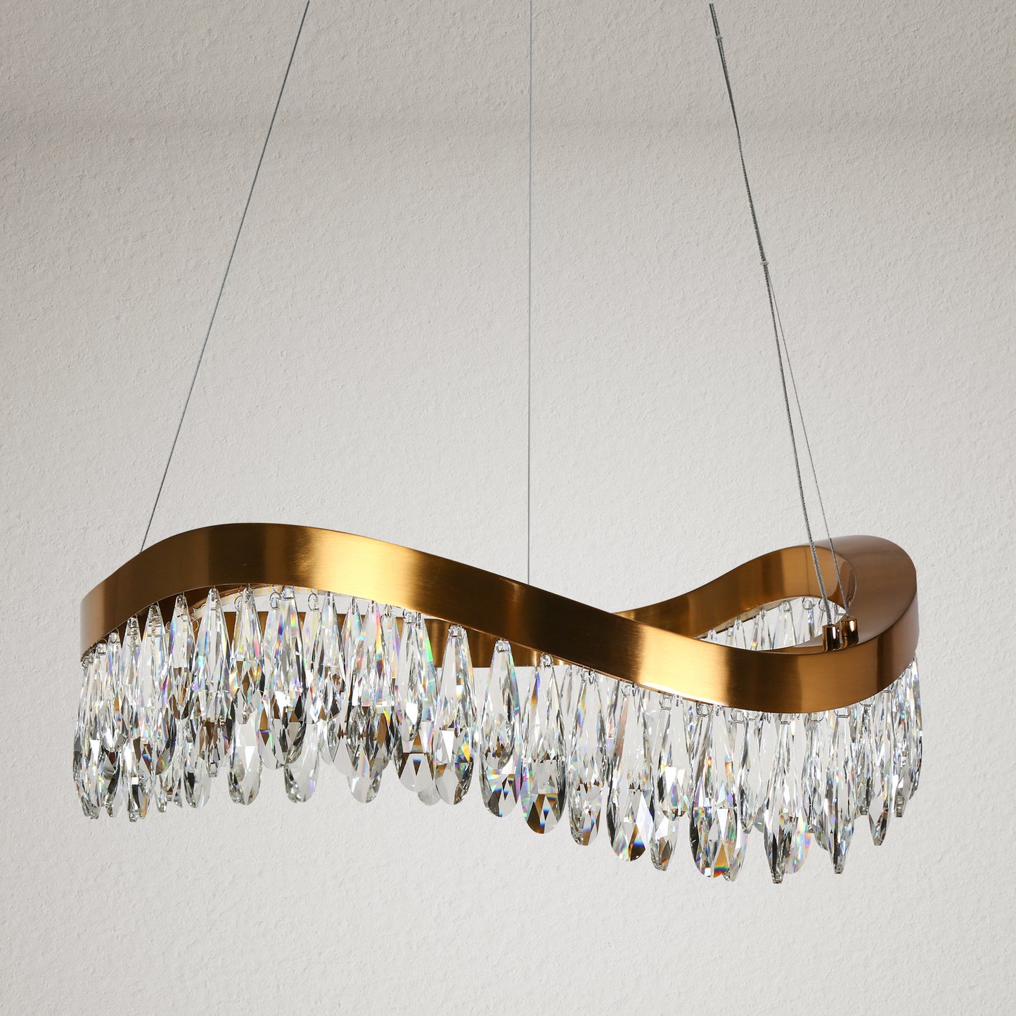 LNC Broderick 1-Light 25.6" Modern Empire Crystal LED Chandelier, BrassBy LNC