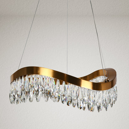 LNC Broderick 1-Light 25.6" Modern Empire Crystal LED Chandelier, BrassBy LNC