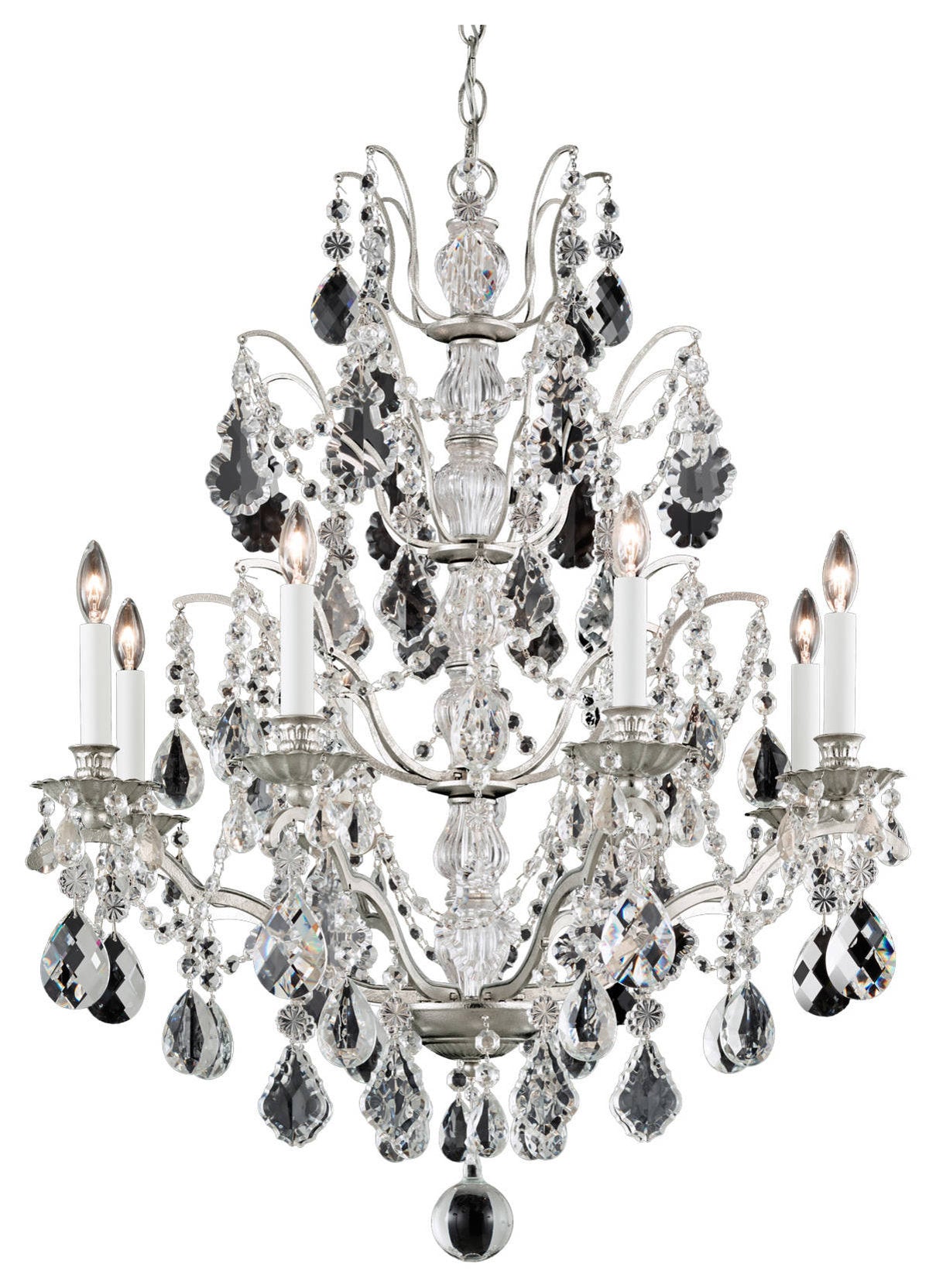 Bordeaux 8-Light Chandelier in Antique Silver With Clear Legacy CrystalBy Schonbek