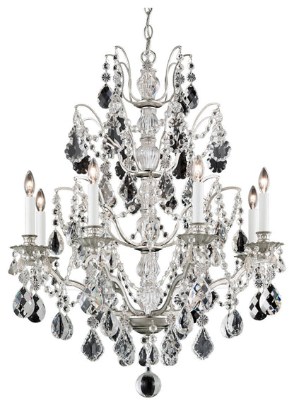 Bordeaux 8-Light Chandelier in Antique Silver With Clear Legacy CrystalBy Schonbek