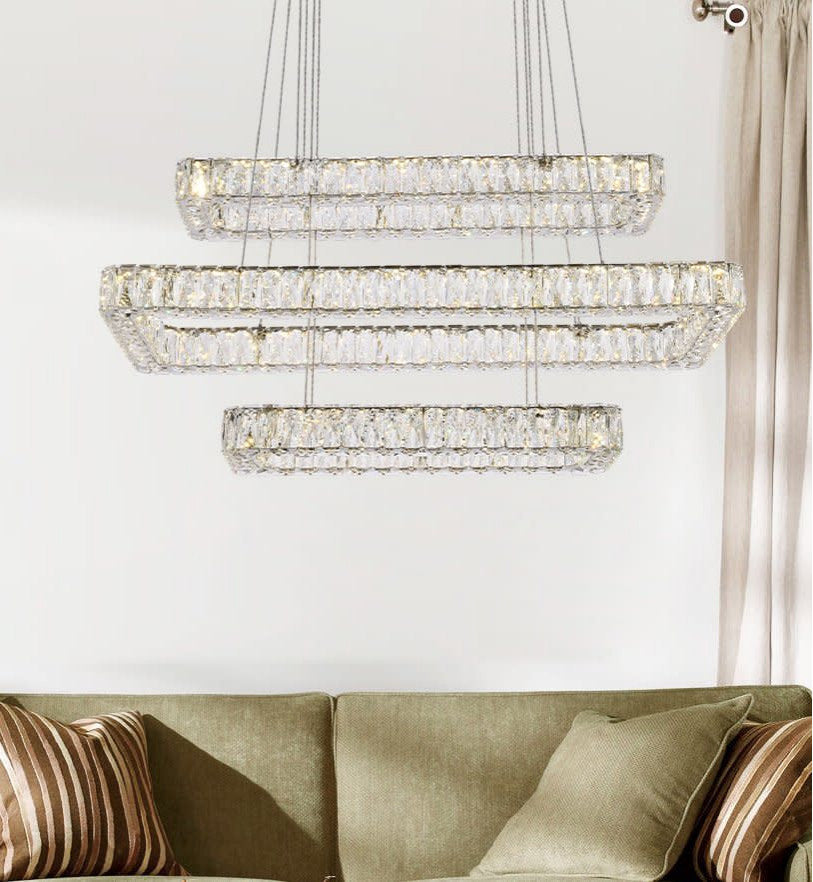 Elegant Lighting 3504G42L3 Monroe 42"W LED Crystal Linear - GoldBy Elegant Furniture & Lighting