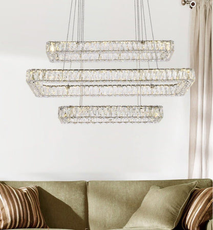 Elegant Lighting 3504G42L3 Monroe 42"W LED Crystal Linear - GoldBy Elegant Furniture & Lighting