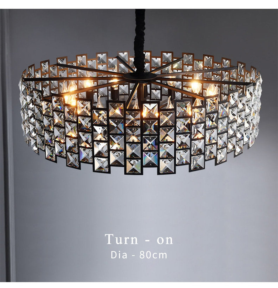 Black crystal lamp for modern living room, bedroom, kitchen., 31.5''By Miron Demid LLC