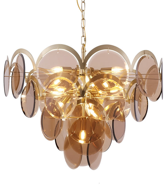 Huy | Amber/Smoke Gray Glass Chandelier for Hotel, Amber, 31.5"By Miron Demid LLC