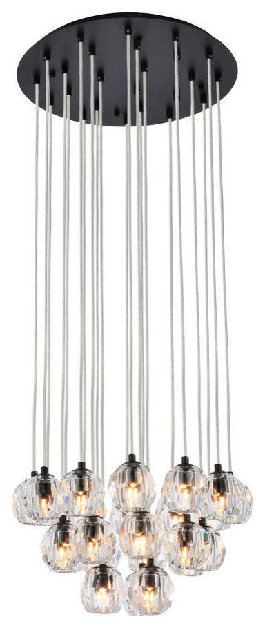 Lux Light 18.5" 24-Lights Black PendantBy Elegant Furniture & Lighting