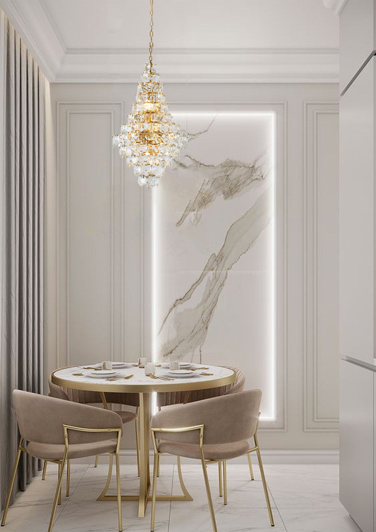 Clear Crystal Chandelier With Brass HardwareBy Design Living