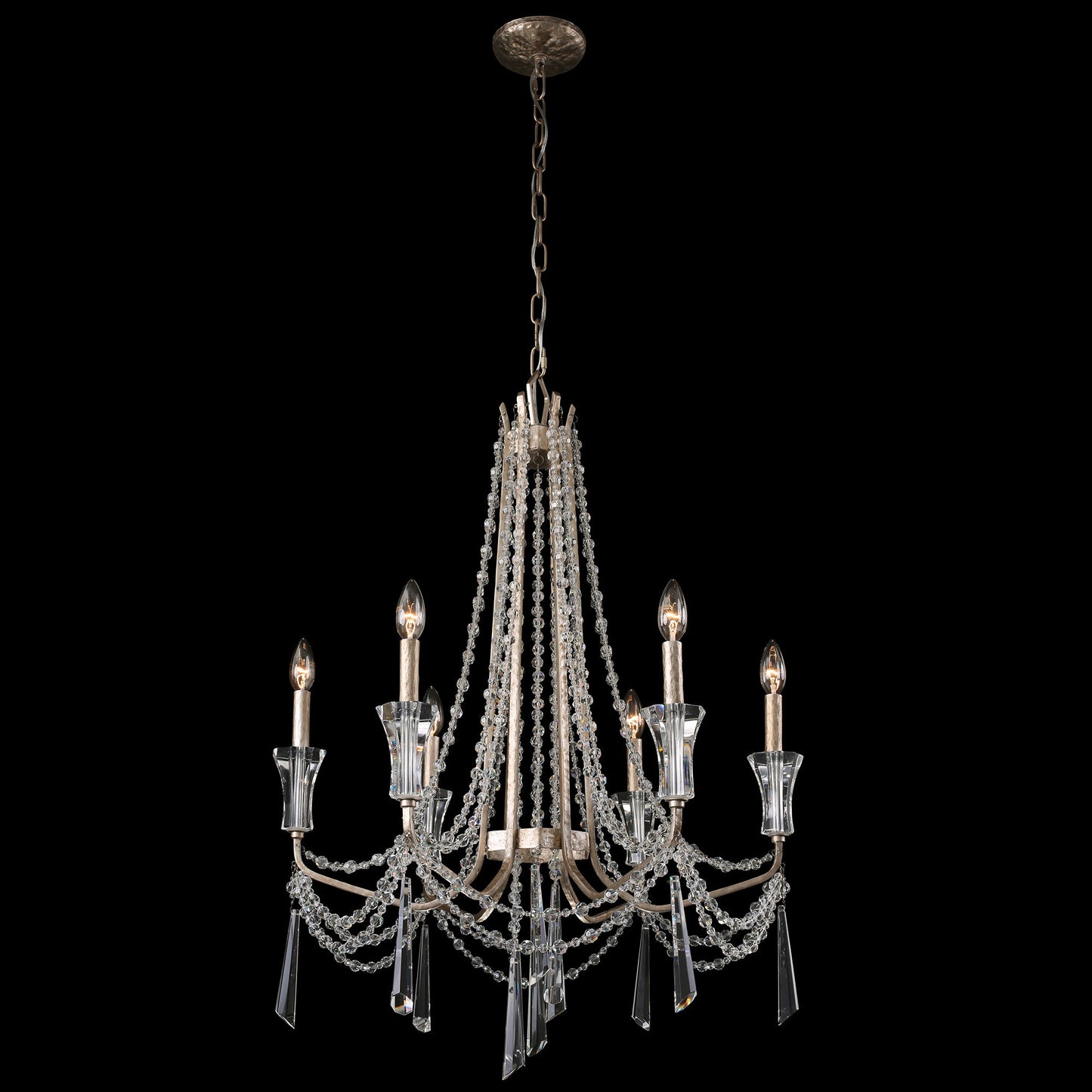 Barcelona 6-Lt Crystal Chandelier - Transcend SilverBy Varaluz