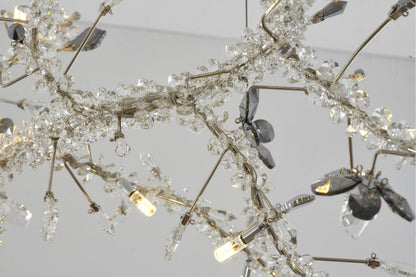 Smoke and Clear Crystal Branch Light Fixture With Clear Beaded Crystal BranchesBy Design Living