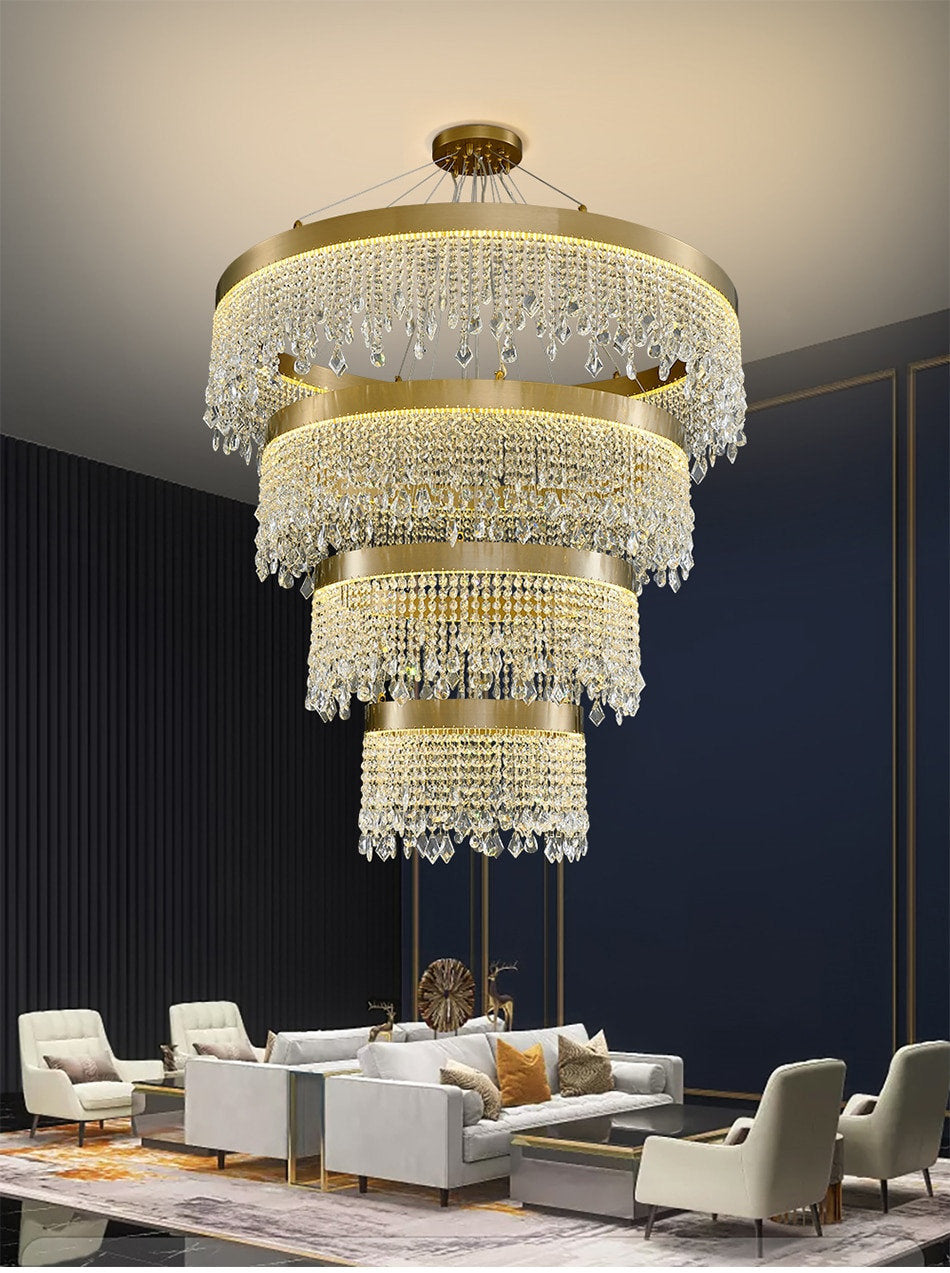 Loda | Multi-level Chic Large Crystal Chandelier, Warm Light 3000kBy Miron Demid LLC