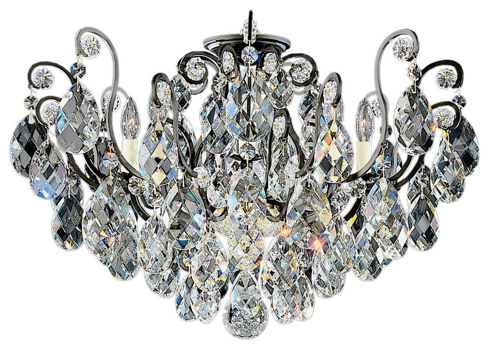 Renaissance 8-Light Close to Ceiling in Black With Clear Heritage CrystalBy Schonbek