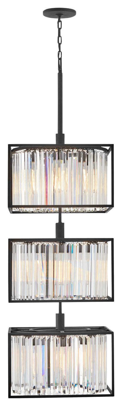 Hinkley 50.25" Giada Multi-Tier Modern Chandelier, Black + Prismatic CrystalsBy Hinkley
