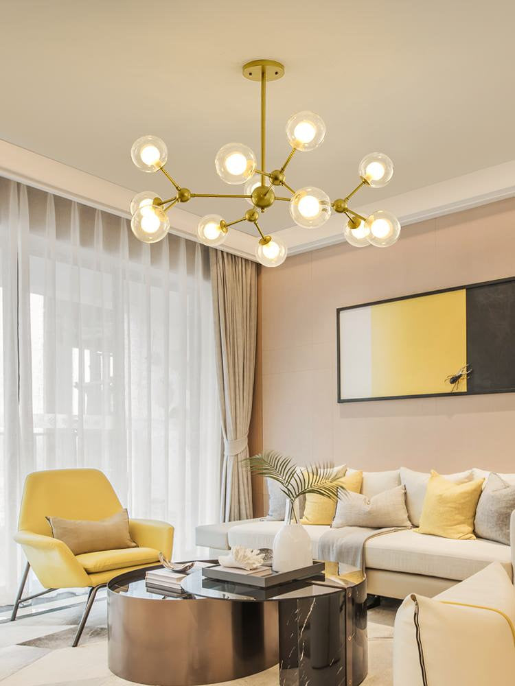 Cabiate | Glass Globe Shaped Chandelier for Bedroom, 12 Lights, Warm LightBy Miron Demid LLC