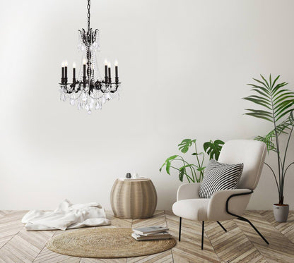Elegant Lighting Rosalia 8-Light Crystal Chandelier, Dark Bronze, Royal Cut, CleBy Elegant Furniture & Lighting