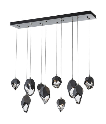 Chrysalis 10-Light Mixed Crystal Pendant Sterling Finish- Long, Black CrystalBy Hubbardton Forge