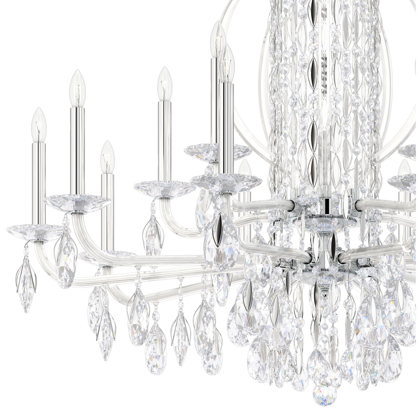 Schonbek 15 Light Crystal Chandelier, Polished Stainless SteelBy Schonbek