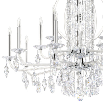 Schonbek 15 Light Crystal Chandelier, Polished Stainless SteelBy Schonbek
