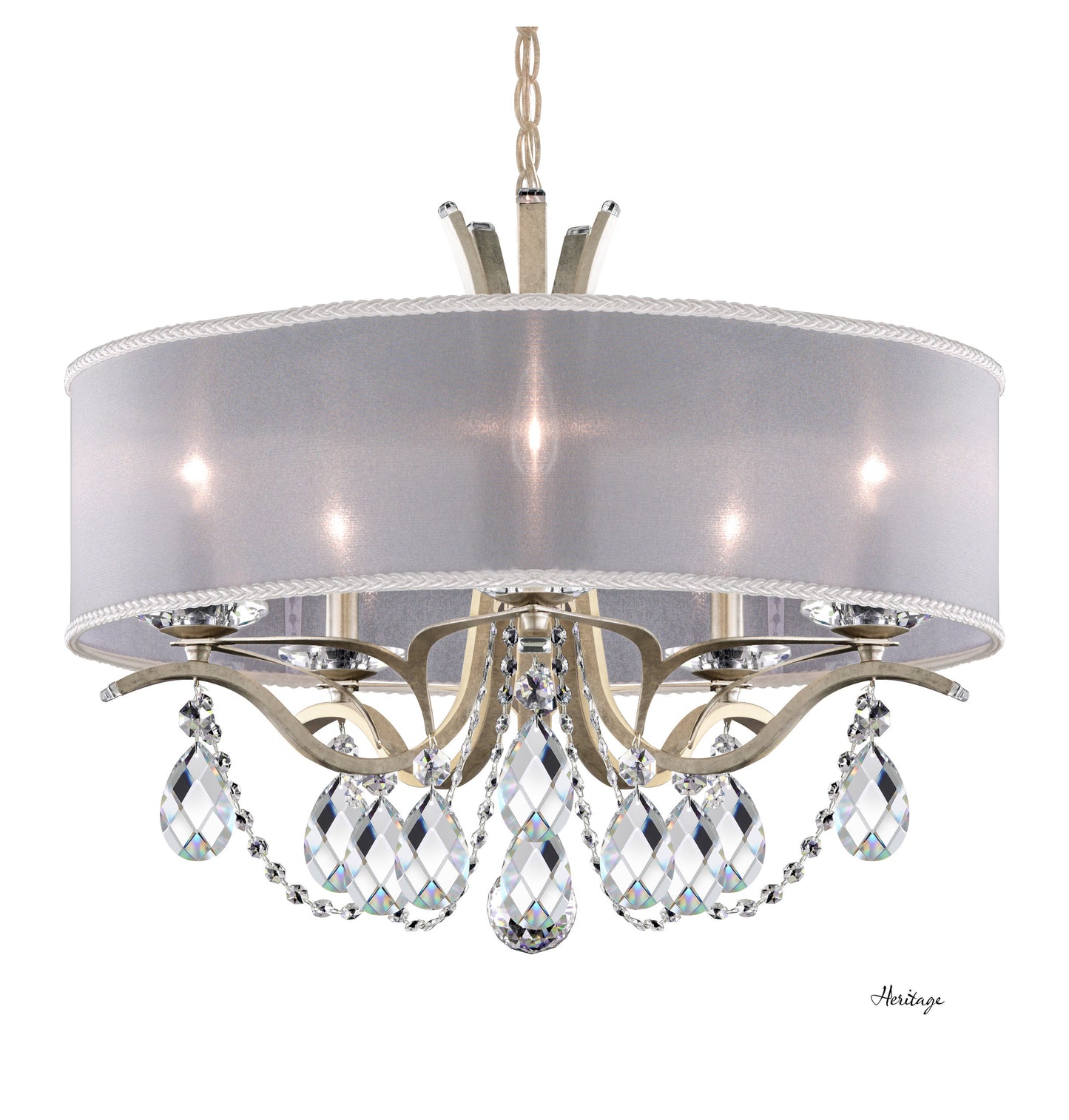 Schonbek Va8305N-48H1 5 Light Crystal Chandelier, Antique SilverBy Schonbek