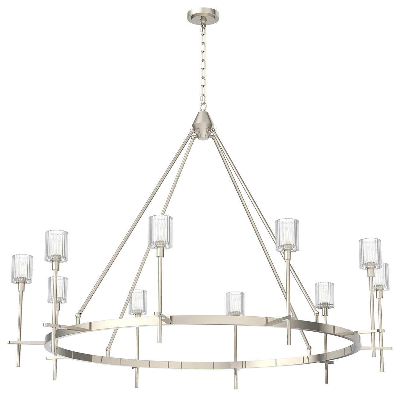 Salita Chandelier, Polished Nickel/Ribbed Crystal, 57.75"Dx42.5"HBy Kuzco Lighting LLC