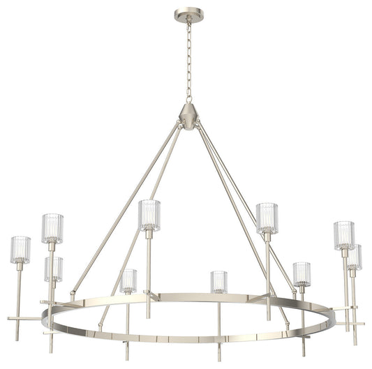Salita Chandelier, Polished Nickel/Ribbed Crystal, 57.75"Dx42.5"HBy Kuzco Lighting LLC