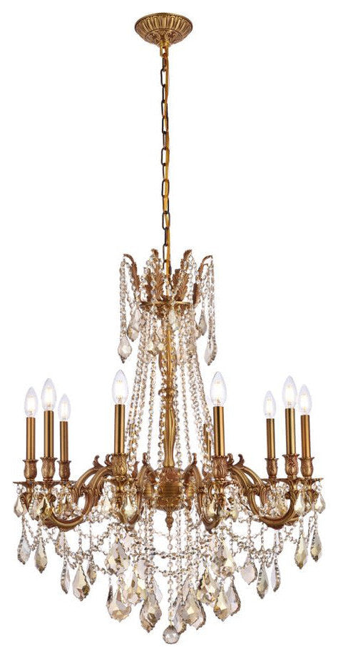 Elegant Lighting 9210D28-GT/RC Rosalia 10 Light 28"W Crystal - PewterBy Elegant Furniture & Lighting