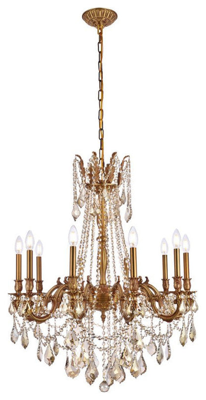 Elegant Lighting 9210D28-GT/RC Rosalia 10 Light 28"W Crystal - PewterBy Elegant Furniture & Lighting