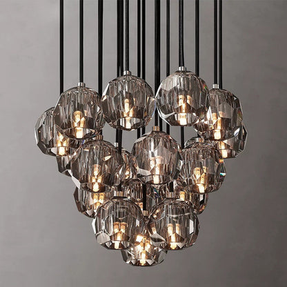 MIRODEMI? Consegudes | Round Grey LED Cut Crystal Ceiling Chandelier, Chrome Finish, 19 LightsBy Miron Demid LLC