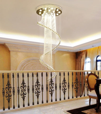 Mougins | Сhic Spiral Crystal Ceiling Led Chandelier, 23.6"By Miron Demid LLC