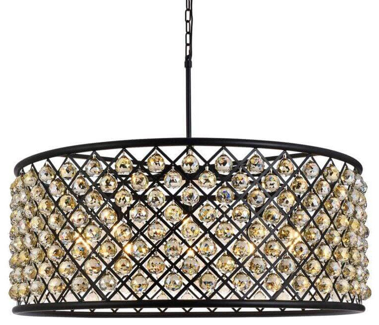 Chandelier - crystal4801par, Matte Black, 43, Golden TeakBy Crystallo Lighting