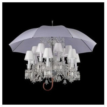 Baccarat Design Umbrella Chandelier Lighting, WhiteBy Akari Lanterns
