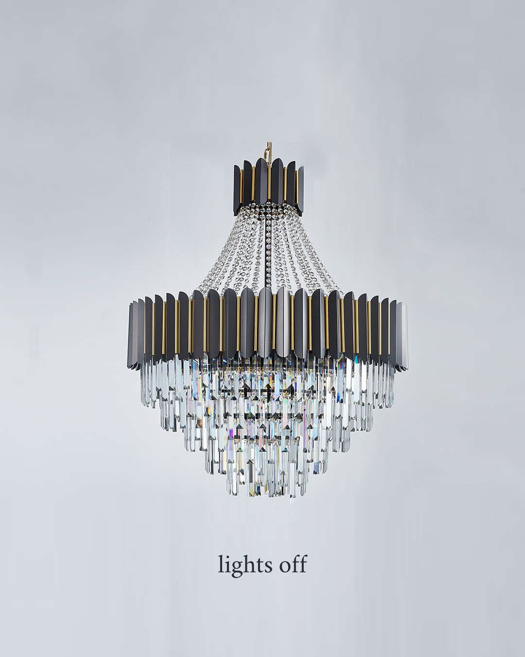 Portofino | Modern Round Gun Black Crystal Chandelier, 23.6'', Non-Dimmable, Warm LightBy Miron Demid LLC