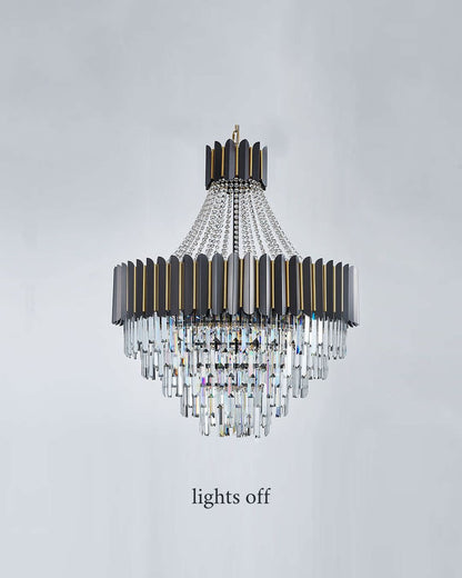 Portofino | Modern Round Gun Black Crystal Chandelier, 23.6'', Non-Dimmable, Warm LightBy Miron Demid LLC