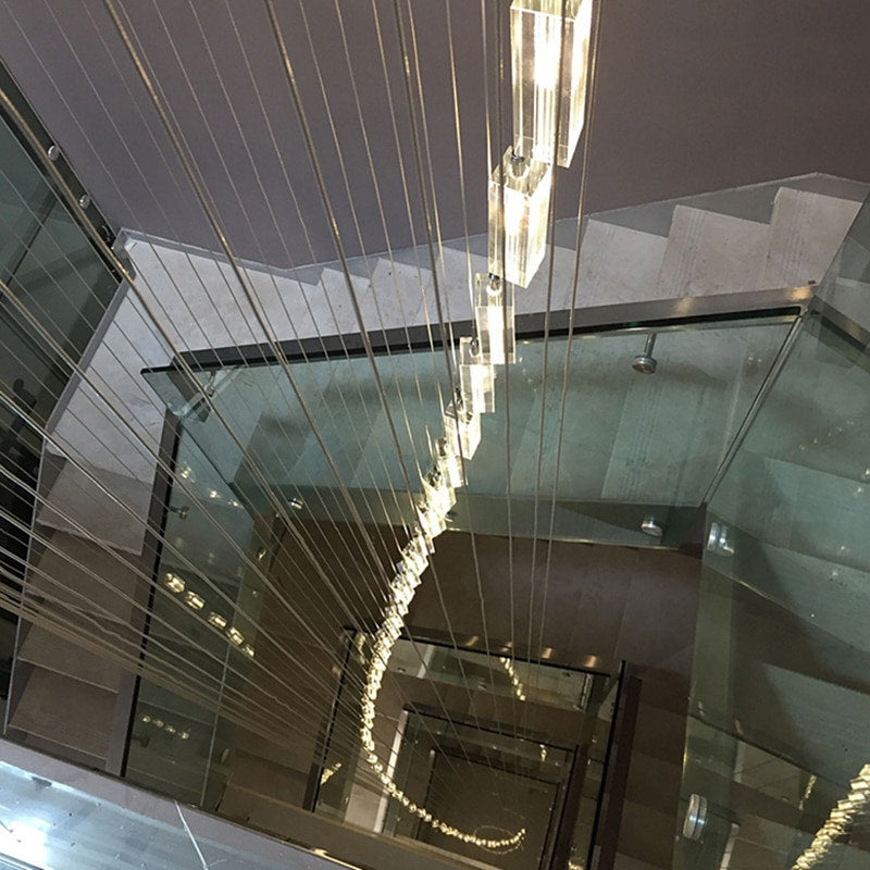 Cannes | Staircase Pendant Crystal Long Light Fixture, 30 LightsBy Miron Demid LLC