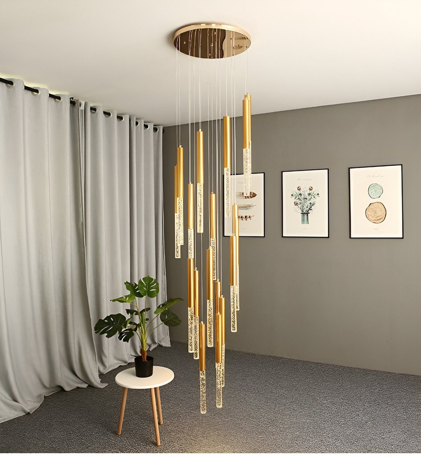 Manarola | Long LED Spiral Chandelier, 28 Lights (Spiral)By Miron Demid LLC