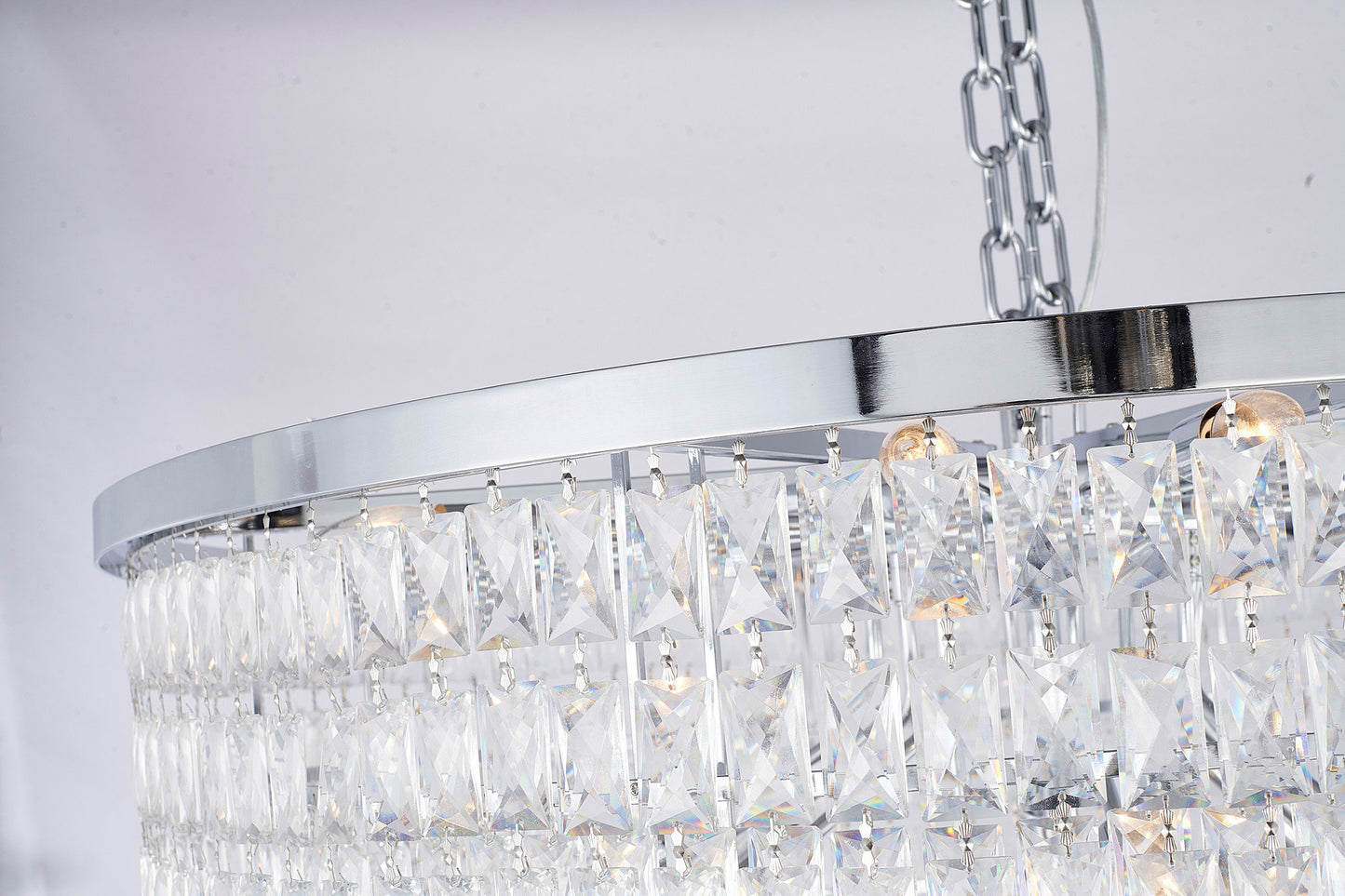 32" Chrome Metal 7-Tier Chandelier With Clear CrystalsBy Design Living
