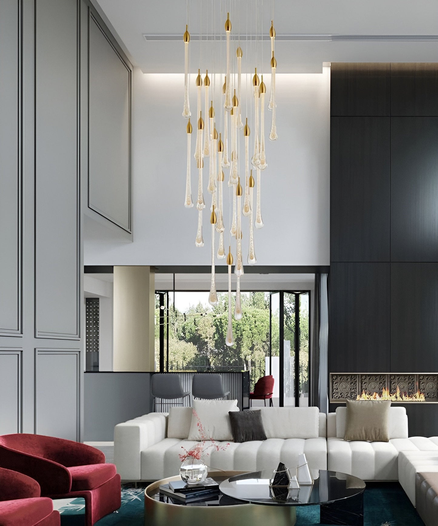 Castagniers | Staircase Gold Crystal Chandelier, 36 Lights (2)By Miron Demid LLC